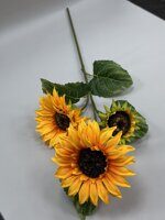 Подсолнух ветка 2 головы+1 бутон 60см